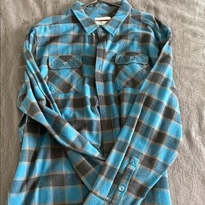 Nixon Turquoise and Charcoal Plaid Men's Shirt